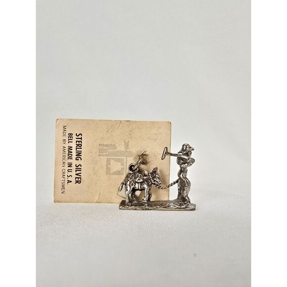 Vintage Bell Sterling Silver State of Michigan Charm Prospector Man with Donkey - Picture 1 of 3